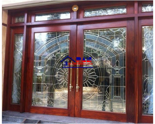 CỬA KÍNH CƯỜNG LỰC KHUNG GỖ 002